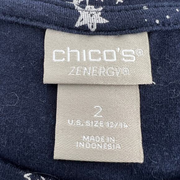 Chicos Womens Astrology Long Sleeve Top and Large Silk Scarf Set Chico's Size 2 - Picture 5 of 11